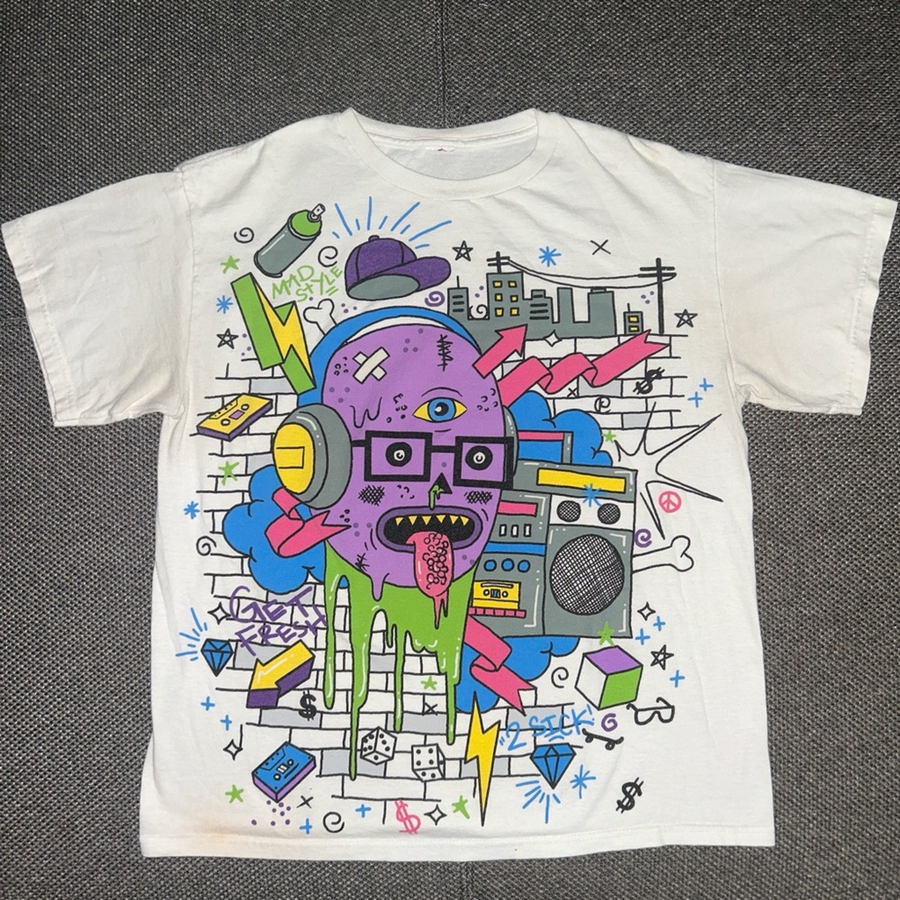 Vintage Y2K Graffiti Artwork Grunge T Shirt - Picture 1 of 4